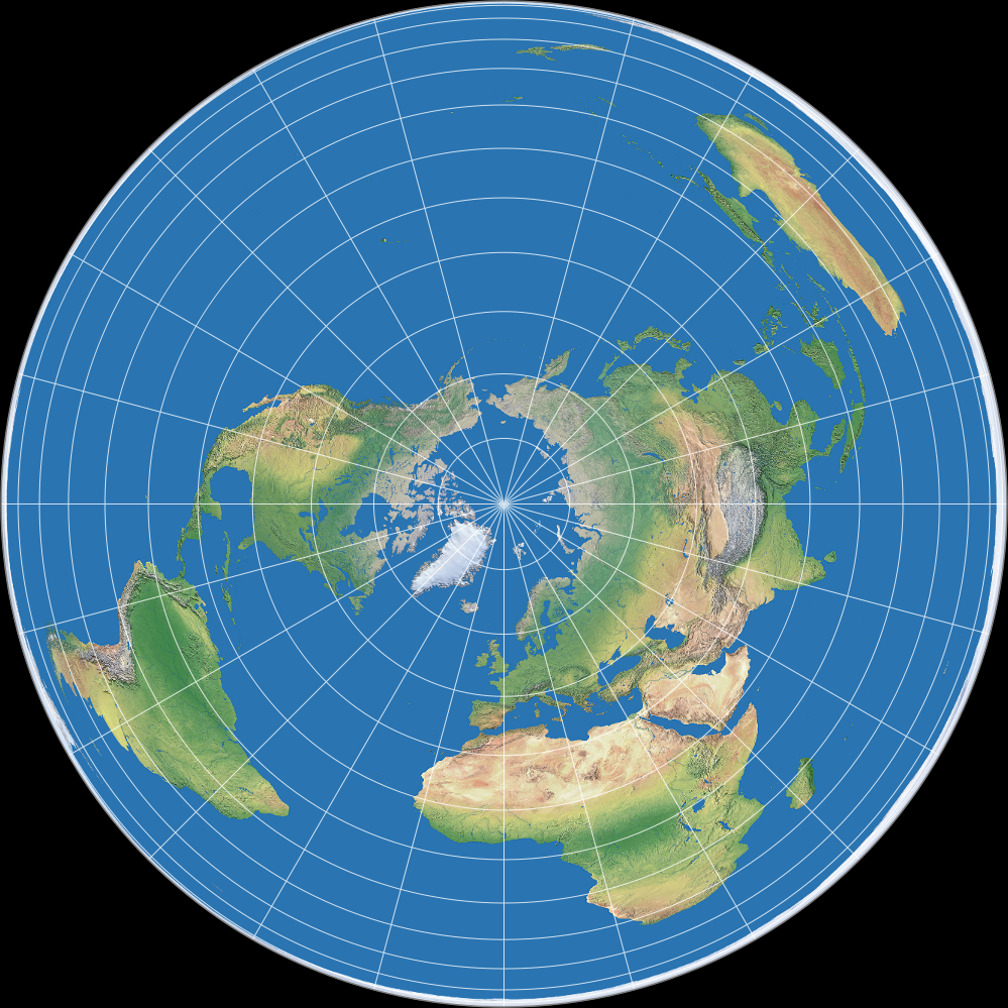 Flächentreue Azimutalprojektion (polständig)