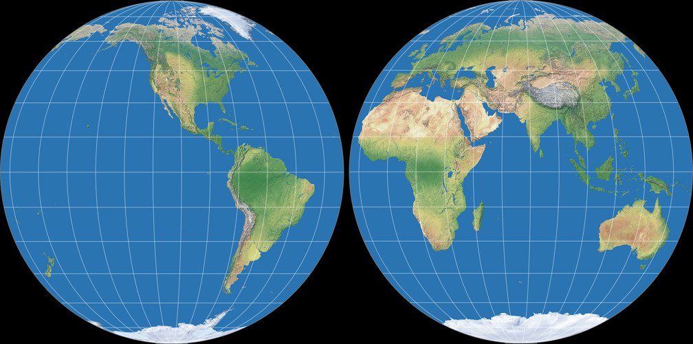 Mollweide Hemisphären