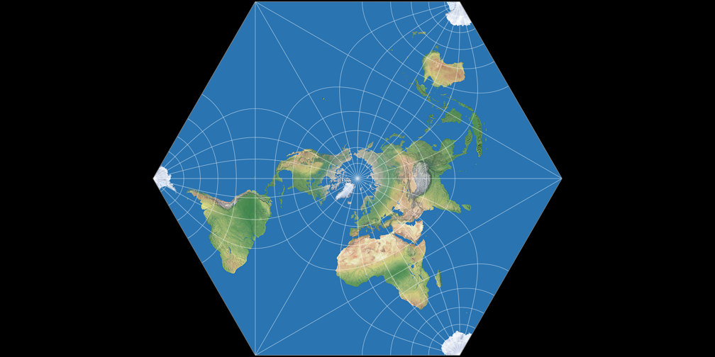 Adams konforme Erde in einem Hexagon