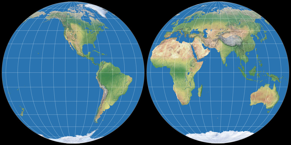 Mollweide Hemisphären
