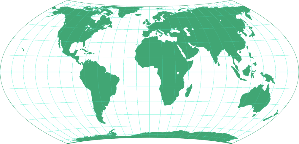 Entfernungsbezogene Weltkarte (Approximation) Umrisskarte