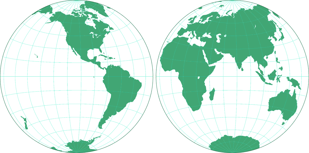 Gott-Mugnolo Azimutal (Hemisphären) Umrisskarte