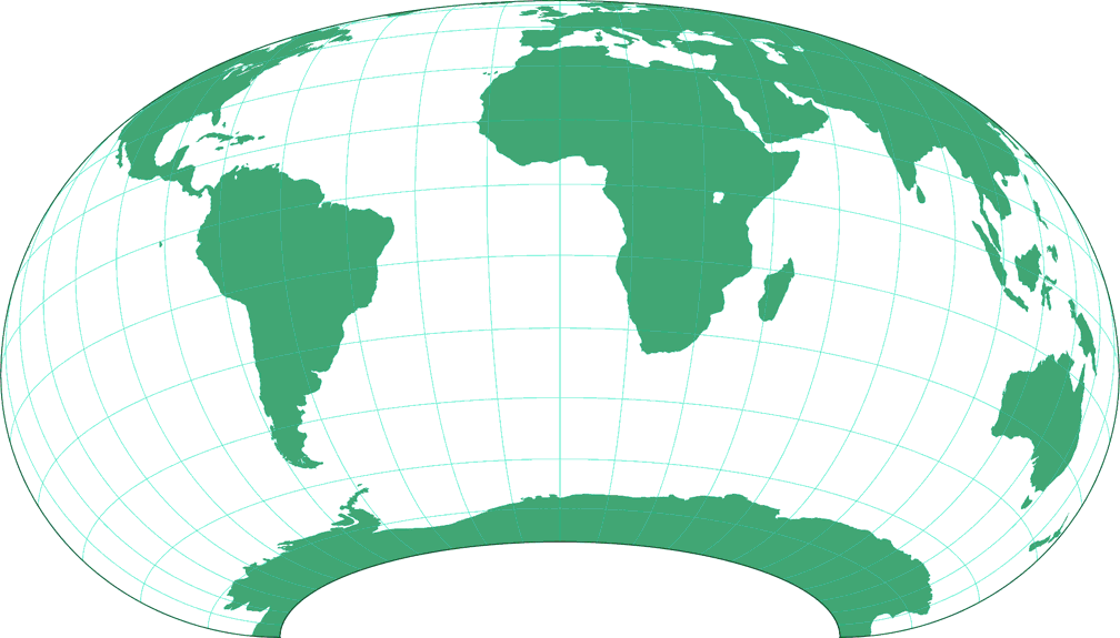 Raisz Armadillo (Südliche Hemisphäre) Umrisskarte