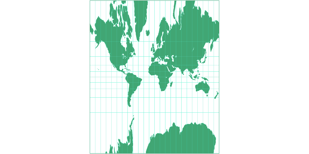 Zylindrische Zentralprojektion Umrisskarte