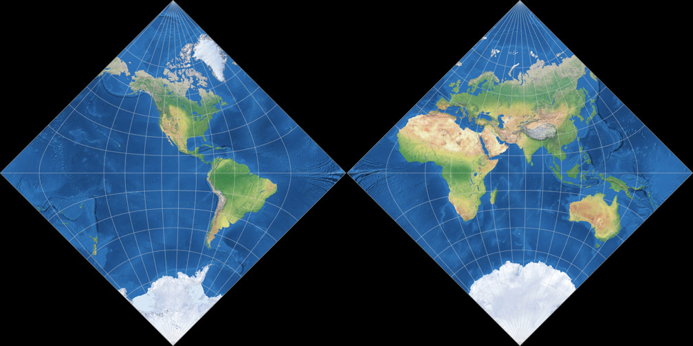Adams Hemisphären in einem Quadrat