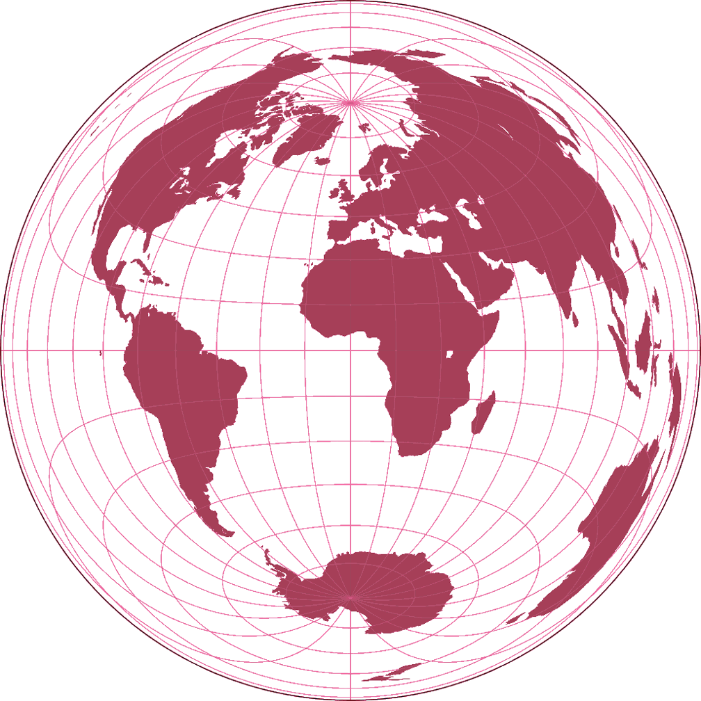 Flächentreue Azimutalprojektion (äquatorständig) Umrisskarte