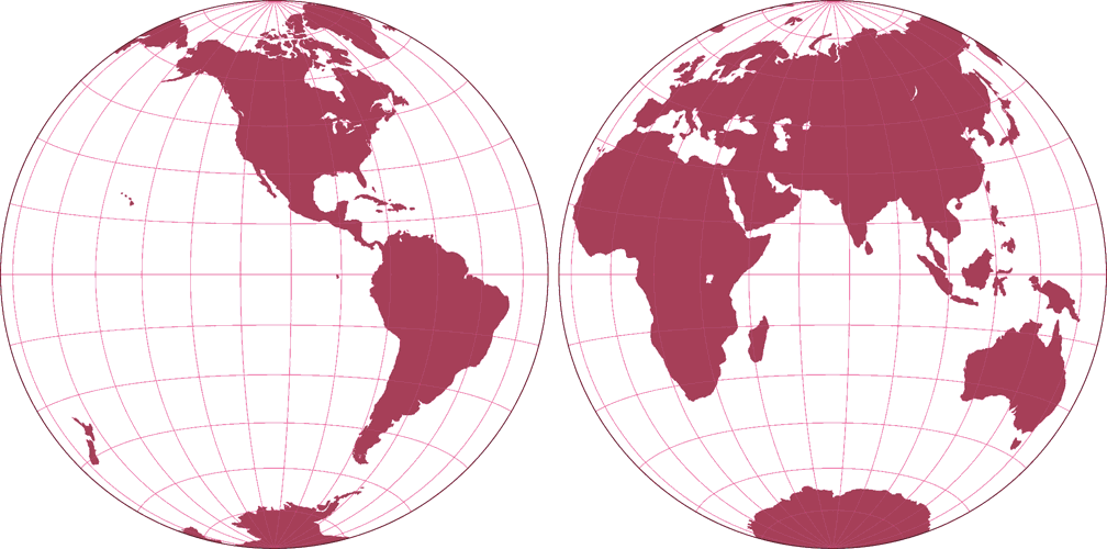 Flächentreue Azimutalprojektion Umrisskarte