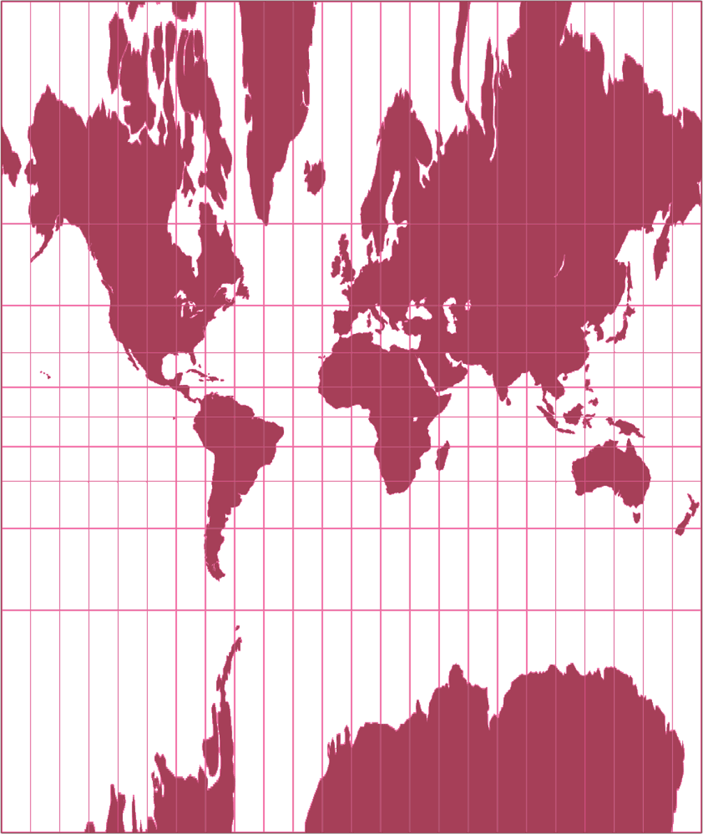 Zylindrische Zentralprojektion Umrisskarte