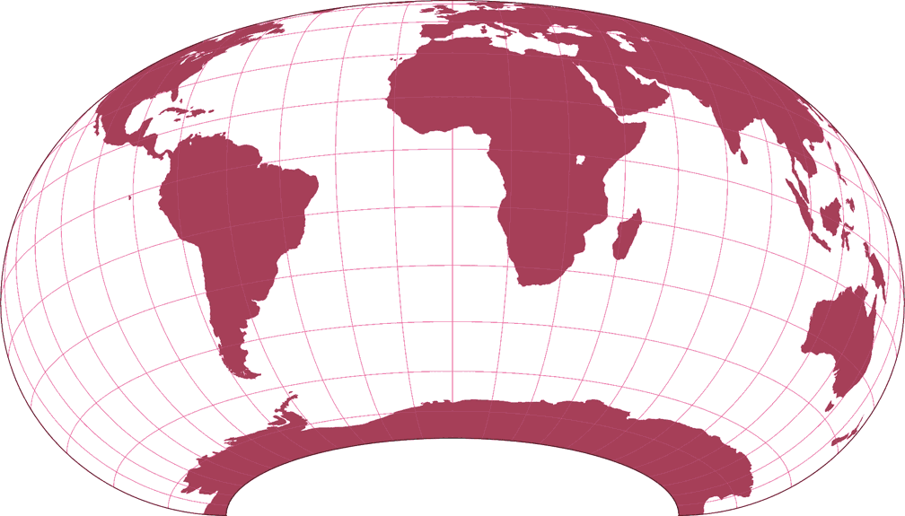 Raisz Armadillo (Südliche Hemisphäre) Umrisskarte