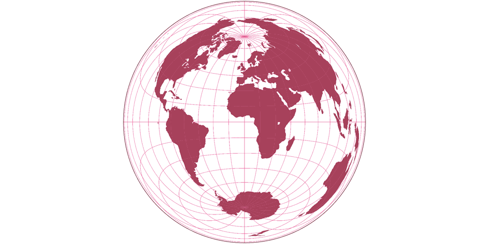 Flächentreue Azimutalprojektion (äquatorständig) Umrisskarte