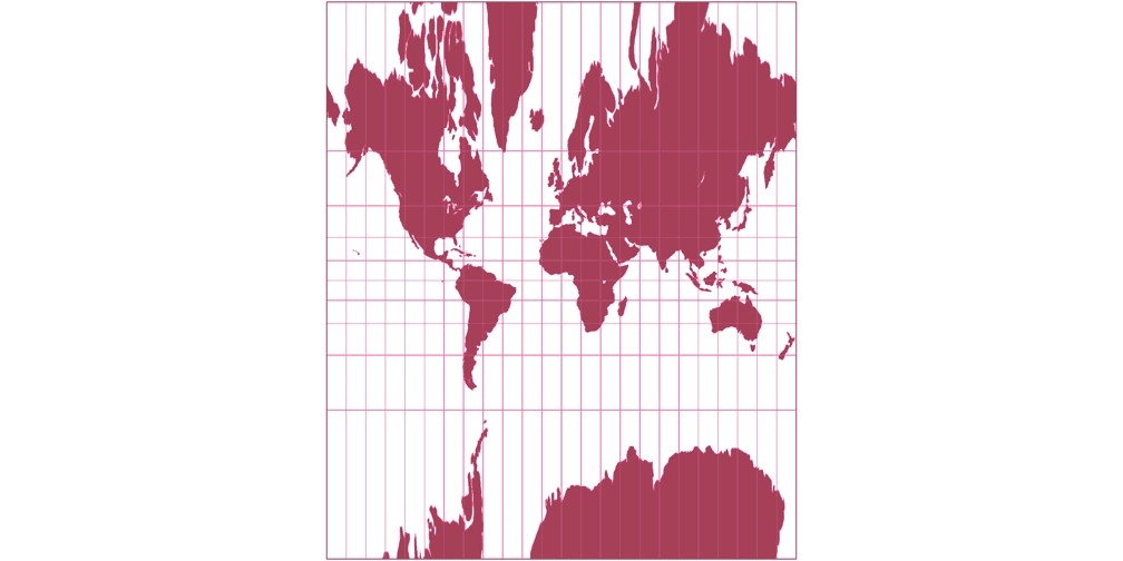 Zylindrische Zentralprojektion Umrisskarte