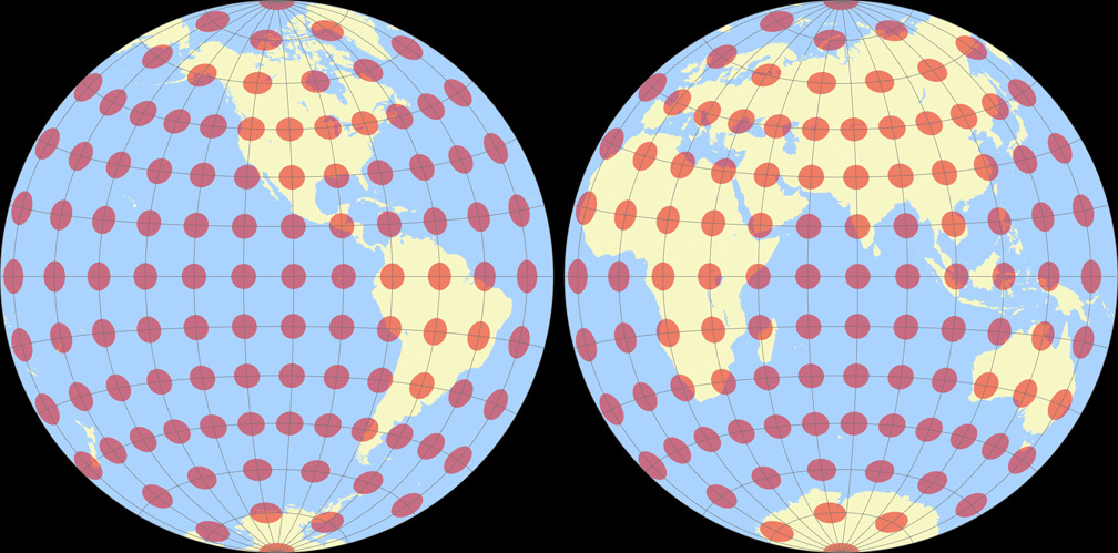 Gott-Mugnolo Azimutal (Hemisphären) Tissotsche Indikatrix