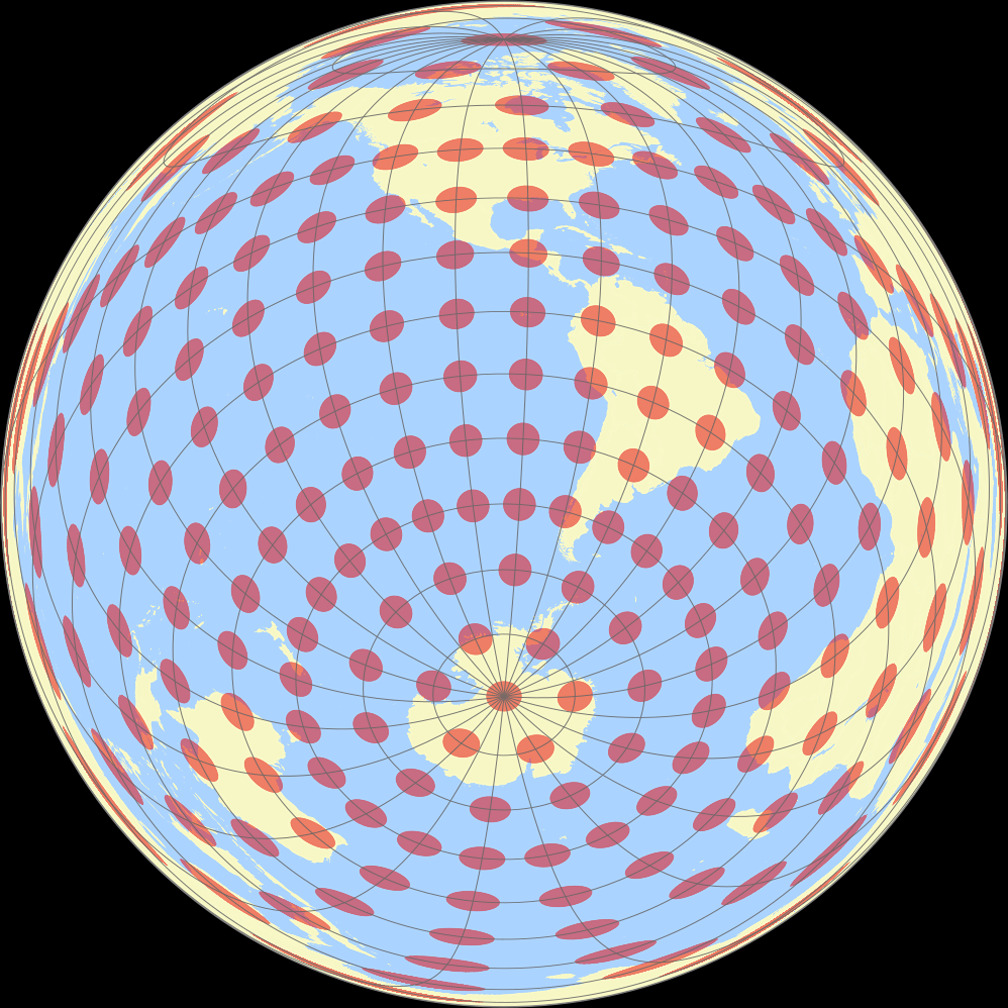 Spilhaus-Lambert Flächentreue Azimutalprojektion Tissotsche Indikatrix