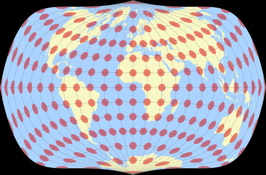 Strebe-Sinusoidal Tissotsche Indikatrix
