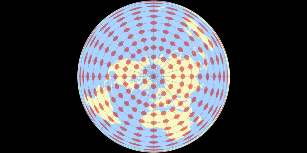 Flächentreue Azimutalprojektion (polständig) Tissotsche Indikatrix