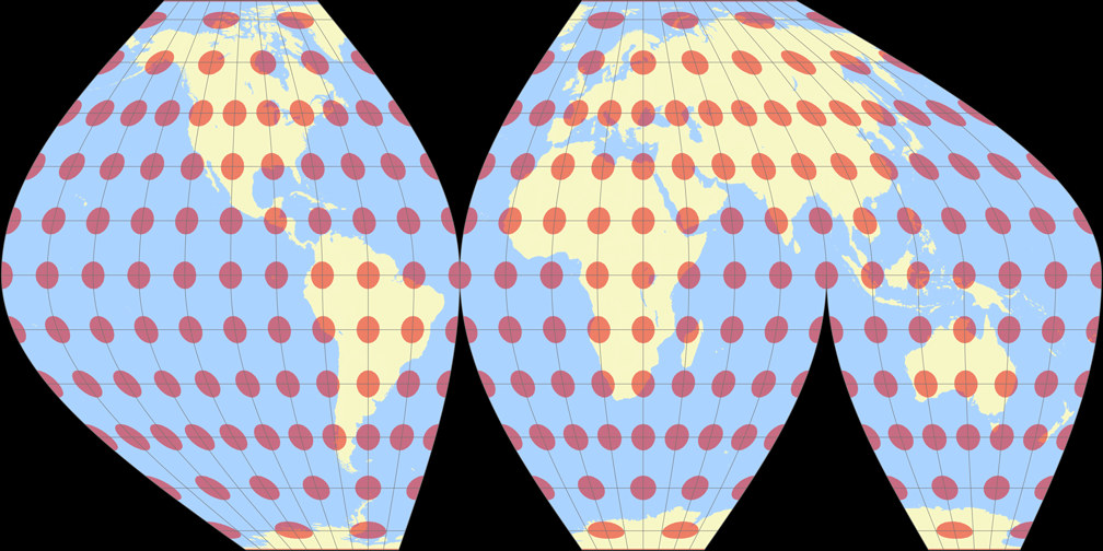 McBryde-Thomas Flat-Polar Sinusoidal (unterbrochen) Tissotsche Indikatrix