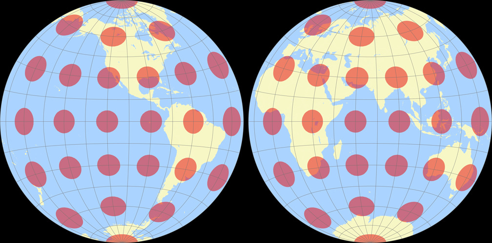 Gott-Mugnolo Azimutal (Hemisphären) Tissotsche Indikatrix