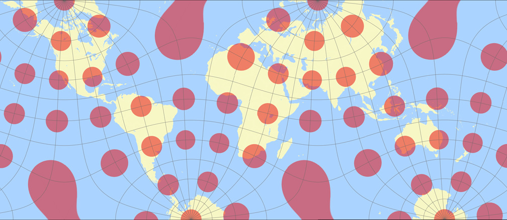 Markley’s tetraedrische Karte Tissotsche Indikatrix