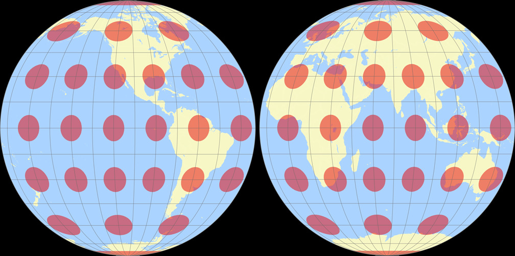 Mollweide Hemisphären Tissotsche Indikatrix