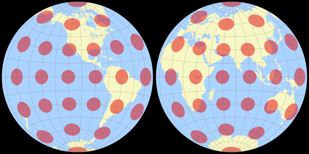 Gott-Mugnolo Azimutal (Hemisphären) Tissotsche Indikatrix